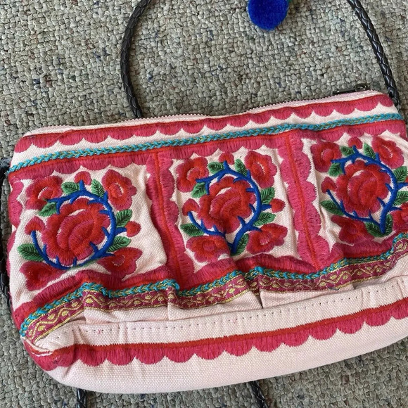 Y2K Limited Edition Small Crossbody Purse Floral Embroidered Cottagecore Pink - Picture 8 of 11